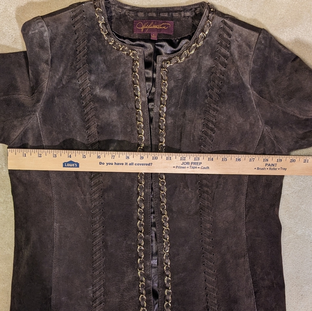 Brown Leather Jacket with Chain Detail - Picture 7 of 10